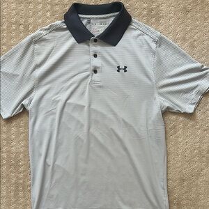 Under Armour Black and White Polo Shirt Performance Athletic Wear